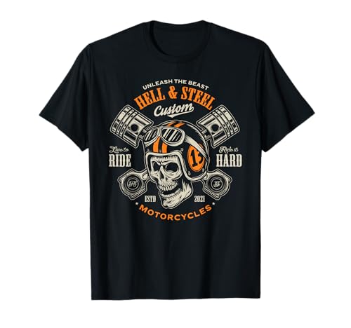 Motorcycle Skull Piston Crossbones T-Shirt