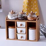Condiment Pots Spice jar ceramics Kitchen supplies Suit seasoning box Castor Dressing bottle Sauce s