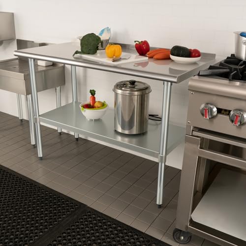 Image of HARDURA Stainless Steel Table Prep & Work Table 24 x 72 Inches NSF Heavy Duty Commercial with Undershelf and Backsplash for Restaurant Kitchen Home and Hotel