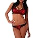 Produktbild Fashion4Young 4169 Damen Sexy Dessous-Set Bügel BH Spitze Push-Up Slip Unterwäsche (Cup: C/85, rot-schwarz)
