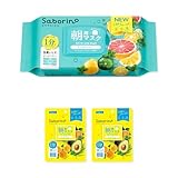 サボリーノ 目ざまシート 爽やか果実のすっきりタイプ N 32枚 おまけ2個付き フェイスマスク シートマスク 朝用 さっぱりタイプ 時短 毎朝1分 洗顔不要 リニューアル 大容量