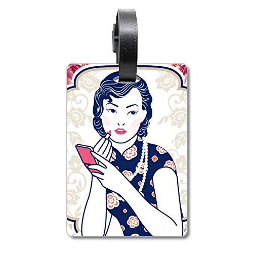 Étiquette d'identification de luxe motif rose chinoise pour valise cruise et sac femme