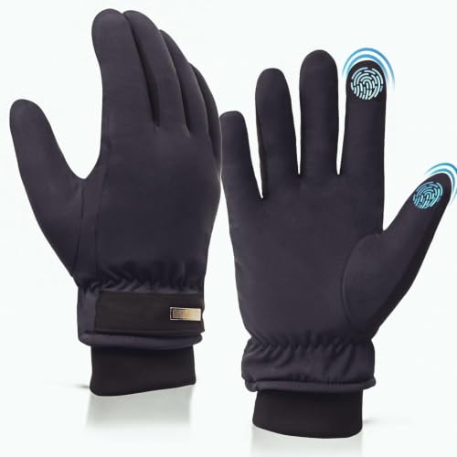 Image of HIVER Mens Waterproof Gloves with Touchscreen Winter Gloves for Cold Weather Snow Minus Degrees for Trekking, Travelling (Blue, S)