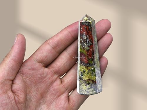 Image of Crystal Heaven Certified Dragon Bloodstone Tower Obelisk Point For Chakra, Healing And Balancing - Aaa Grade Original Certified Gemstone Agate For Reiki Meditation Yoga Spiritual (2-3 Inches)