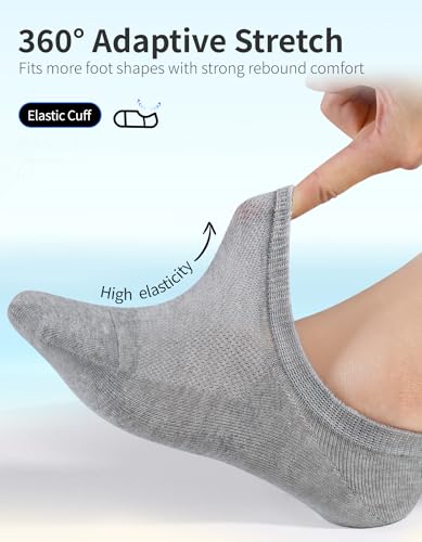 Image of CLOSEMATE Mens No Show Socks Cotton Thin High Elasticity Low Cut Ankle Socks with Non Slip Grips 6 Pairs