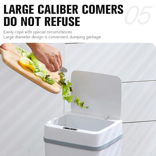 Image of 18L /4.7Gallon Automatic Touchless Garbage Can Bathroom Trash Cans with Lid Automatic Motion Sensor Small Trash Cans, Slim Waterproof Trash Bin for Bedroom, Bathroom, Kitchen,Living Room (Black)