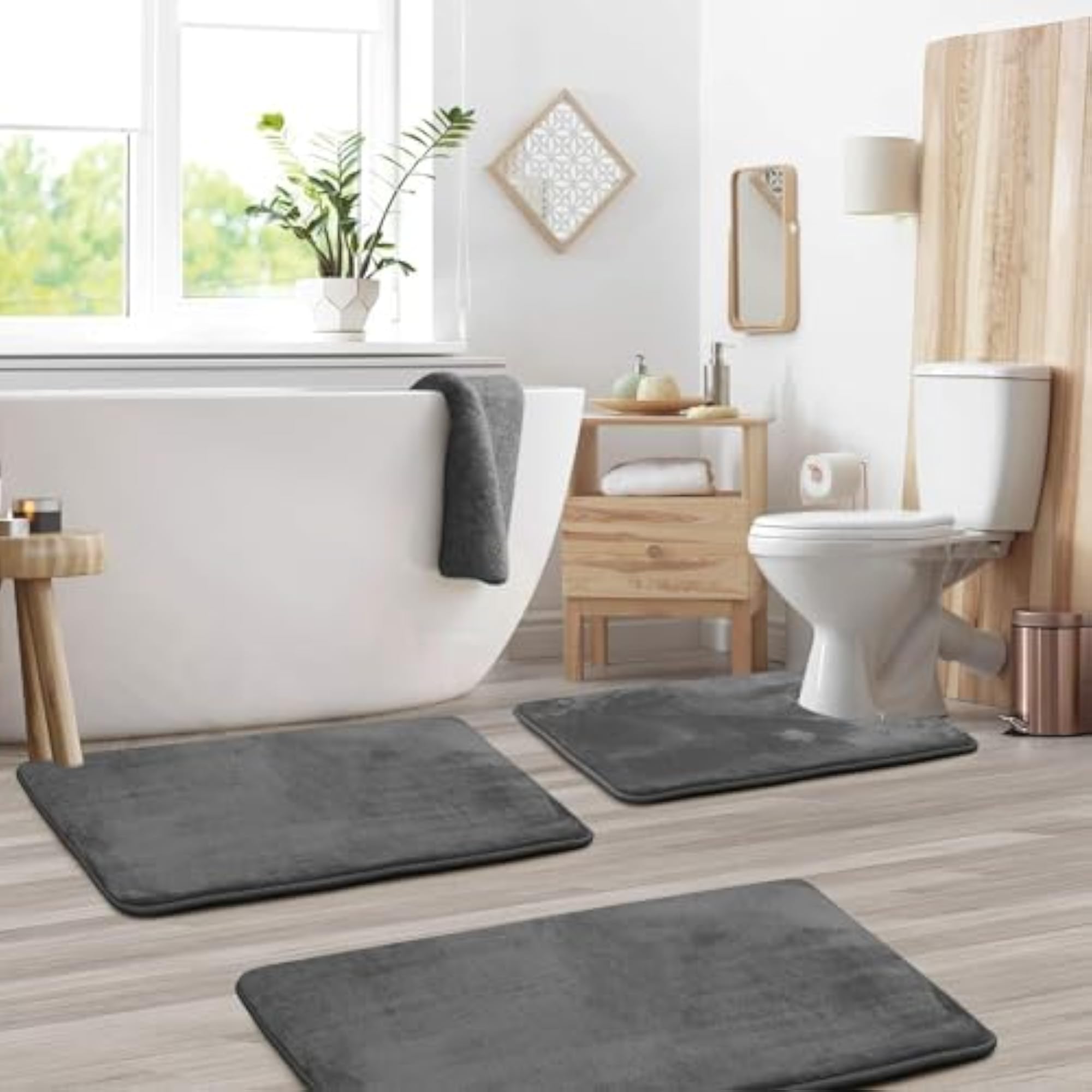 Memory Foam Bath Mat Runner Set, Non-Slip, Soft Absorbent