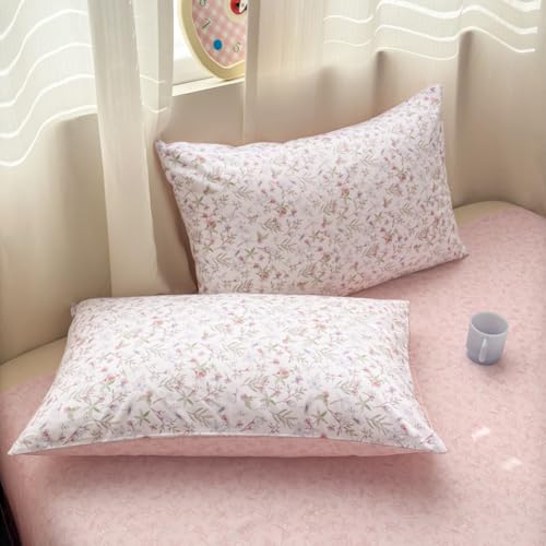 AShanlan Bettwäsche 200x200 Baumwolle Weiß Rosa Blumen Bettwäsche-sets – Ansicht 6