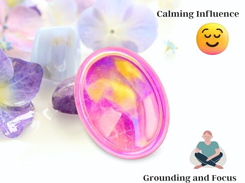 Image of Amazing Gemstone Angel Aura Rose Quartz Worry Stone Crystals & Healing Stones - Worry Stones for Stress Relief Gifts - Piedra Crystal Fidget for Meditation - Stocking Stuffers and Birthday Gifts
