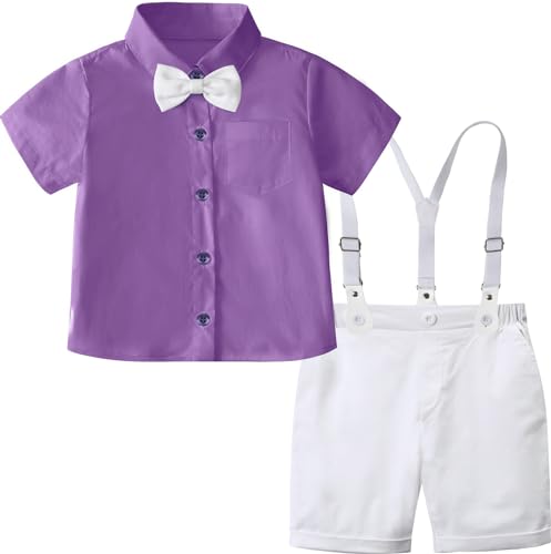 Image of A&J DESIGN Baby Boys Gentleman Suit, 2Pcs Outfit Shirt & Pants