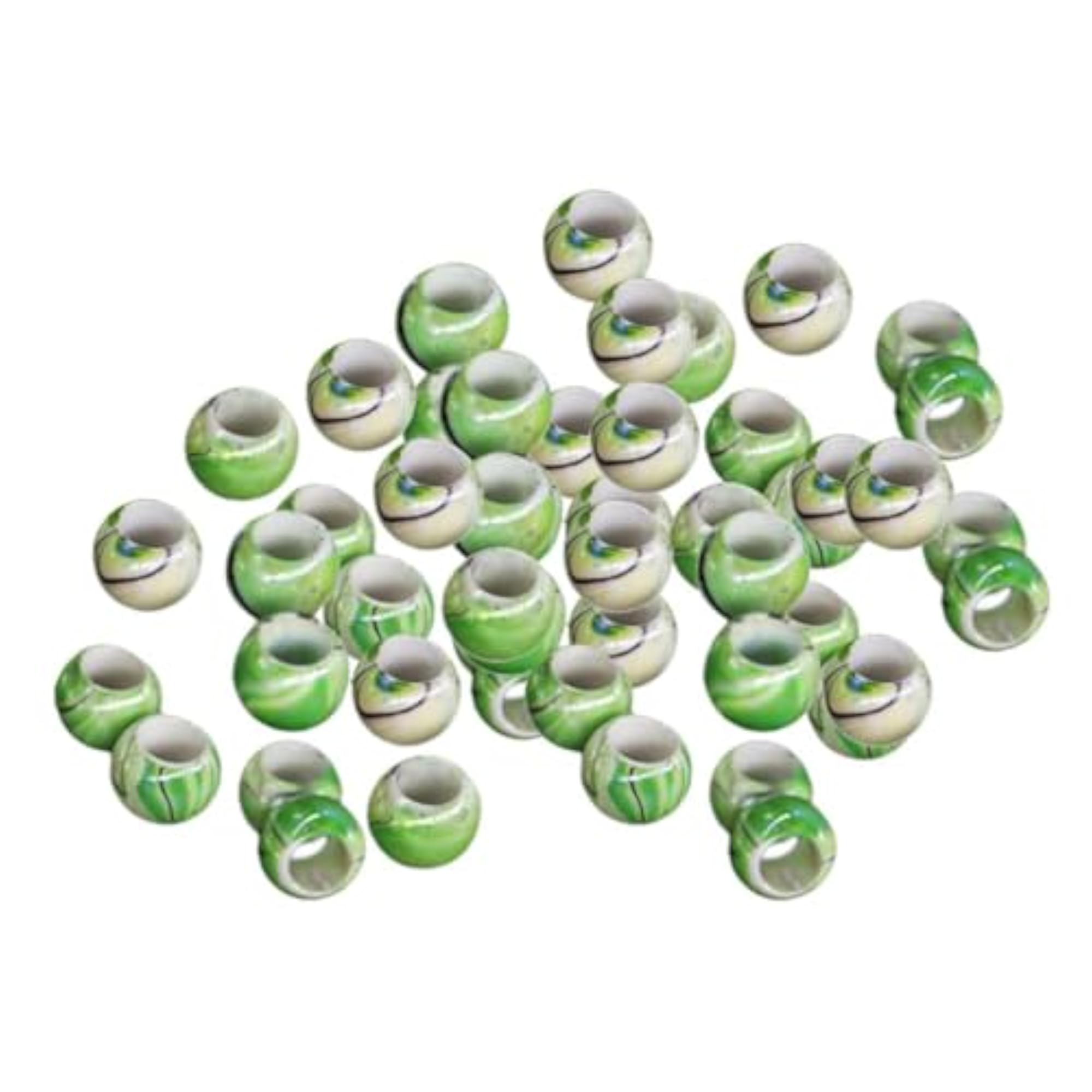 3pc Green Beads Hair Braid Ring Cuff Clips, Hair Accessories