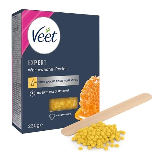 Veet Varmvaxpärlor med bivax för elektriska vaxanordningar eller i ett vattenbad - Enkel dosering - slät hud för upp till 28 dagar - 1 x 230 g med träspatel