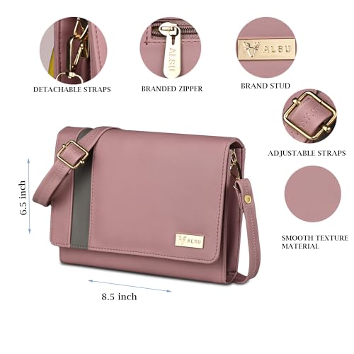 Image of ALSU Women's trendy Sling Bag | handbag | purse | crossbody bag| deattachable straps | adjustable straps |card slots side bag| phone pocket