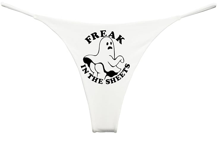 Southern Sisters Freak In The Sheets Ghost Funny Hallowen Thong Underwear For Women - Small - White