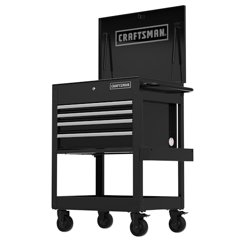 CRAFTSMAN Rolling Tool Box with Drawers, Tool Cart on Wheels with Power Outlets and USB Port, Protective Liner, Steel Rolling Cart Locking Storage Cabinet, 22 Inch Deep 4 Drawers, Black (CMST98276BK) by CRAFTSMAN - Used condition - US$356.33