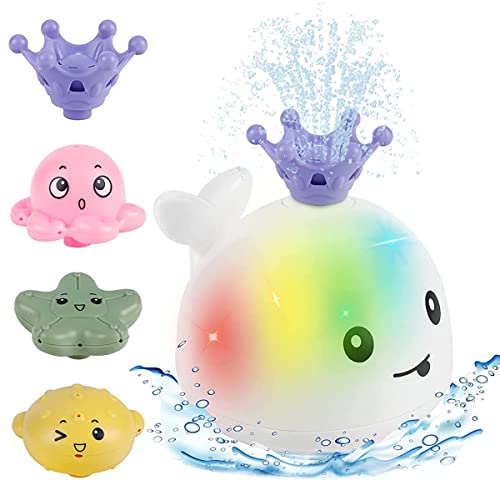 PATPAT® Bath Toy for Kids Fun Glowing Whale Sprinkler Toy Color Light Toy Water Spraying Toy Pool Toy Bath Toy Battery Powered Shower Toy Gift for Boys and Girls 1-3 Years Old