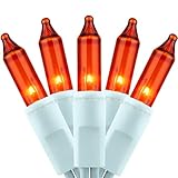 YULETIME 200 Orange Christmas Lights, Pack of 2 Strands of 21 ft 100 Count UL Certified Incandescent
