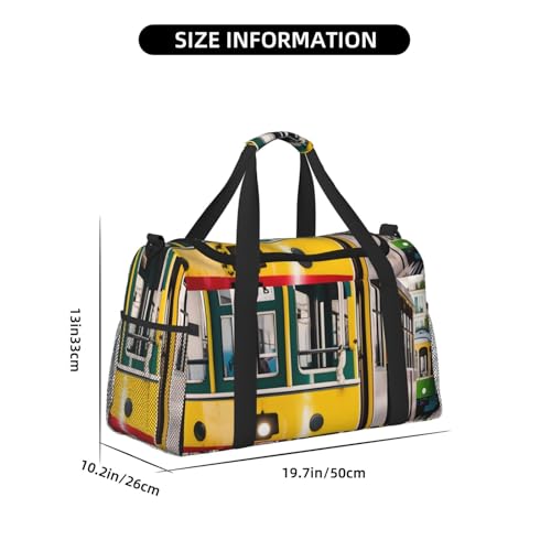 Lisbon Tram Print Travel Duffle Bag For Men Women Sport Gym Handbag With Shoulder Strap For Travel4