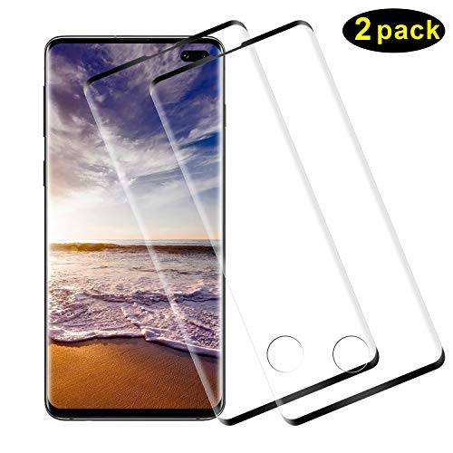 TOCYORIC Verre Trempé pour Samsung Galaxy S10 Plus, [2 pièces] 3D Incurvé Couverture Complète - Haute Sensibilité - Anti Rayures - 9H Dureté, Film Protection écran Samsung S10 Plus