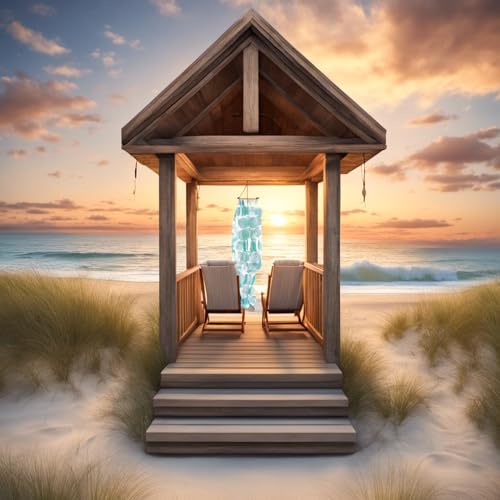 Solange & Frances BWCT001 Turquoise Beachy Wind Chimes - Outdoor Beach Decor For Home Decor, Garden Decor, Seashell Decor. Perfect Beach Theme Home Decor And Gifts thumb #3