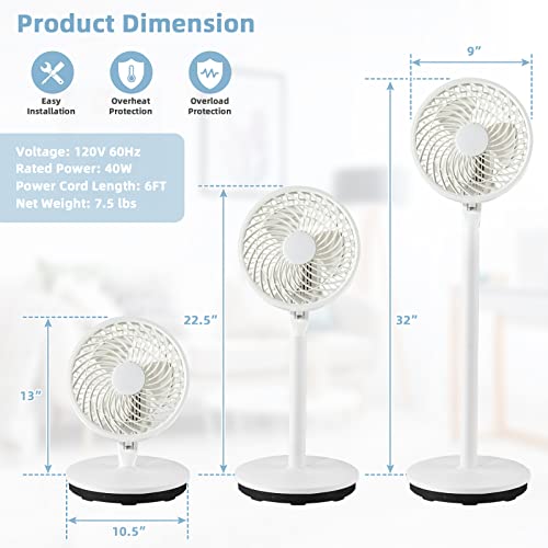 Goflame Pedestal Floor Fan With Remote Control, Portable Standing Fan With 85° Oscillation, 100° Tilt, 3 Wind Speeds And 7H Timer, Quiet Cooling Fan For Bedroom Living Room Home Office #TOP6