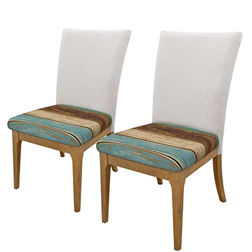 Ndsyyd Elastic Chair Seat Covers Rustic Old Wooden Retro Wood Barn Square Chair Protector Removable Stretch Slipcovers Cushion Covers For Dining Room, Office, Hotel - Set Of 2 #TOP1