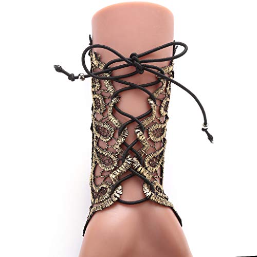 Jurxy JXY-CLO-007 Bronzing Fingerless Gloves Women Gothic Floral Lace Steampunk Wristband Ring Vintage Beaded Handmade Up Bridal Bracelet Set thumb #6