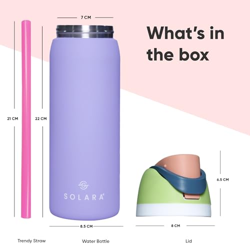 Image of SOLARA Orion Insulated Water Bottle 1 Litre, Hot Water Bottle, 1000ml Thermosteel Water Bottles for Travel, Home, Office, School, Gym, Adults, Water Bottle Hot and Cold, Sipper Bottle, Mermaid Blush