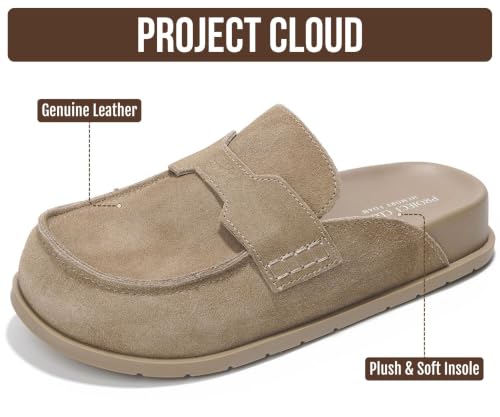 Image of Project Cloud 100% Genuine Leather Womens Clogs - Plush & Soft Insole with Arch Support Non Slip Mules & Clogs for Women Footwear - Water Resistant Women Shoes (Foamy)