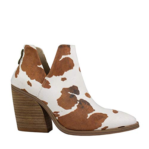 ARIDER ARiderGirl Dean Womens Western Booties with Cow Print Slip On V Cut Stacked Heel Boots3