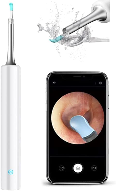 Ear Wax Removal Cleaner, Earwax Remover Tools, Ear Scope, with 1080P FHD Camera, 6 Led Lights, Wireless Connected, Compatible with iPhone, iPad, Android Smart Phones & Tablets(White)