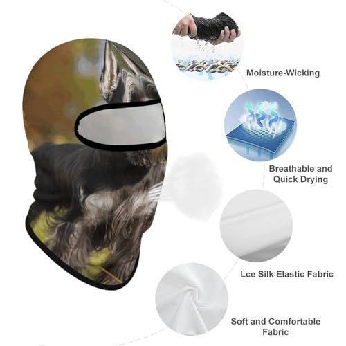 Balaclava con diseño de perro Schnauzer en el césped para hombres y mujeres, máscara facial con protección solar, transpirable, cubierta completa para cabeza para senderismo, ciclismo, correr y conducir miniatura 3
