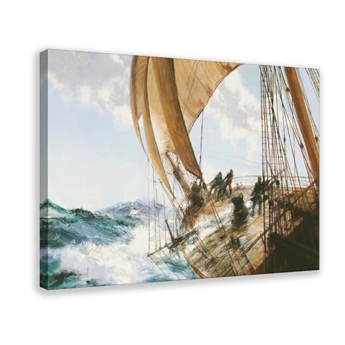 Impression sur toile A Roll to Loo'ard de Montague Dawson 20x30 cm pour salon