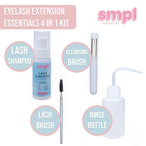 Smpl Aesthetics Eyelash Extension Cleanser, Lash Shampoo, Lash Cleaner For Extensions, Lash Brush, Rinse Bottle, Lash Bath, Sensitive, Paraben, Sulfate Free, Makeup Remover, Primer, Unscented #TOP2