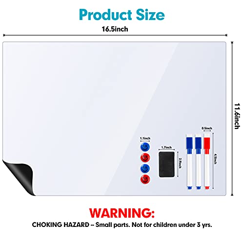 Magnetic Dry Erase White Boards For Refrigerator, 2 Pack 17”X12” Fridge Whiteboards Menu Organizer Boards, 3 Markers With Eraser, 1 Big Dry Eraser And 4 Pin Magnets For Grocery List, Planner, Kitchen #TOP4