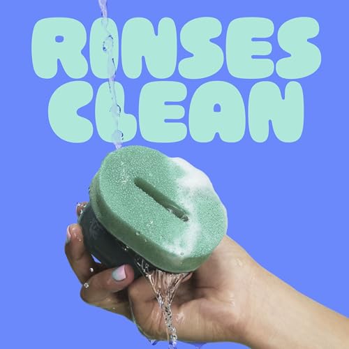 Image of Brite by Scotch-Brite Palm Scrubber with Drain + Dry Stand, Household and Kitchen Sponge for Washing Dishes with Comfy Grip, 1 Scrub Sponge with Soap Dispenser