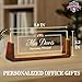 Ship Next Day Custom Name Plate for Desk, Personalized Acrylic Desk Name Plate with LED Walnut Frame, Office Desk Accessories, Appreciation Gifts for Boss Employee Coworkers Teacher Women Men (Floral)