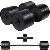 PYKES PEAK ダンベル 可変式 20kg×2個 バーベル・腹筋ローラー付属の3WAY仕様【床キズ防止・錆びない・滑り止めグリップ】ホームジム 筋トレ 宅トレ（ブラック）
