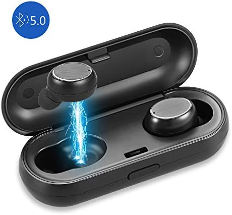 Wireless Earbuds, LUXMO Wireless Headphones with Bluetooth 5.0 Earphones True Wireless Stereo TWS with Charging Case for Sports Drive or Work [Black]