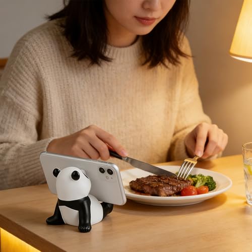 Image of ZORBES Panda Kawaii Phone Stand for Desk, Adjustable Compatible with Smartphones and Tablets, 4-8'' Cute Panda Smartphone Stand, Kawaii Room Decor Aesthetic, 2.95 x 3.54