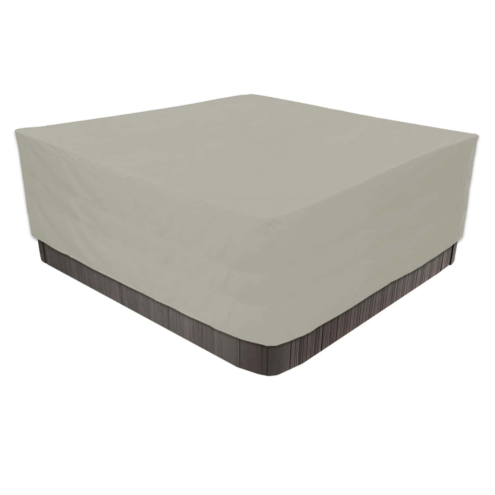 Bache Spa ImperméAble, Couverture Spa, Housse De Protection pour Bain À Remous Étanche À La Poussière Et Coupe Vent pour Jacuzzi Extérieur, Terrasse-Beige||220x220x90cm