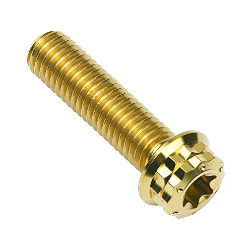 Image of Titanium Flange 12 Point Head M8 x15 20 25 30 35 40 45 50 55 60 65mm Screw Bolt Pack of 4 (M8x30mm, Gold)
