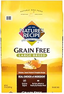Nature's Recipe Grain Free Large Breed Dry Dog Food, Chicken, Sweet Potato & Pumpkin Recipe, 24 Pound Bag, Easy to Digest