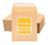 Sobres de Papel Kraft, Marrón 120x170 mm Tira de Silicona para Invitaciones Sobres Pequeños Bolsitas de Regalo de invitados de Boda para joyas o semillas (100 Unidades, 120 x 170 mm)