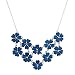 Lux Accessories Silvertone n Blue Acrylic Flower Floral Mini Statement Necklace