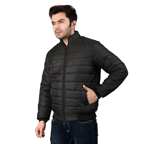 Image of Men Jacket in Material with Straight Strip Design
