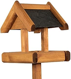 Riverside Woodcraft Rustic Slate Roof Bird Table With Anti Bacteria Coating