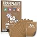 Produktbild 50 Blatt Kraftpapier A4 Set - 260 g - 21 x 29,7 cm - DIN Format - Bastelpapier & Naturkarton Pappe Blätter aus Kraftkarton zum Drucken, Kartonpapier Basteln für Vintage Hochzeit Geschenke Etiketten