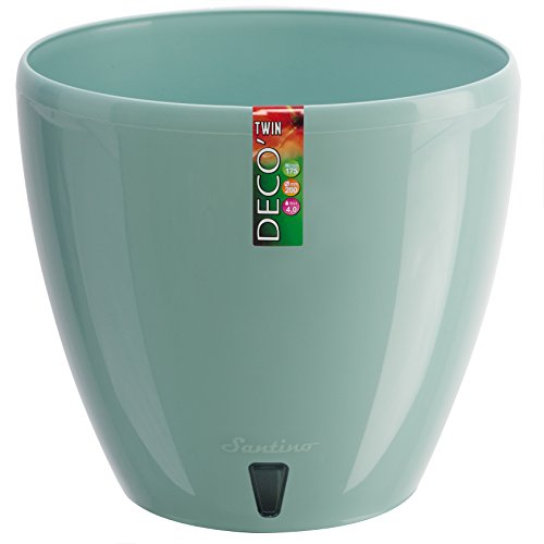 Santino, Self Watering Planter Deco 7.9 Inch,Jade, Indoor Decorative Flower Pot with Drainage Cartridge and Water Level Indicator