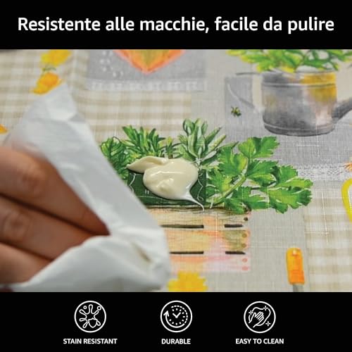 Nappe polyester imprimé anti-taches ronde 150 cm lavable Comart